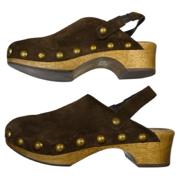 Tory Burch Blythe Studded Suede Clogs – Arabica Brown Size 6 - Picture 3 of 13